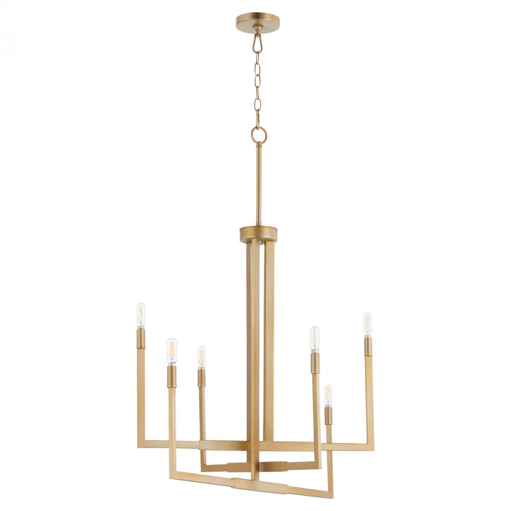 Bolero 6 Light Chandelier - Aged Brass