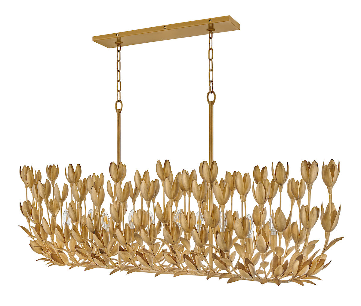 Flora Linear Chandelier - Burnished Gold