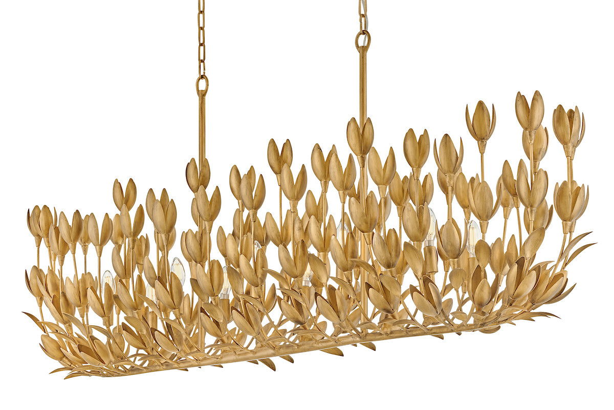 Flora Linear Chandelier - Burnished Gold
