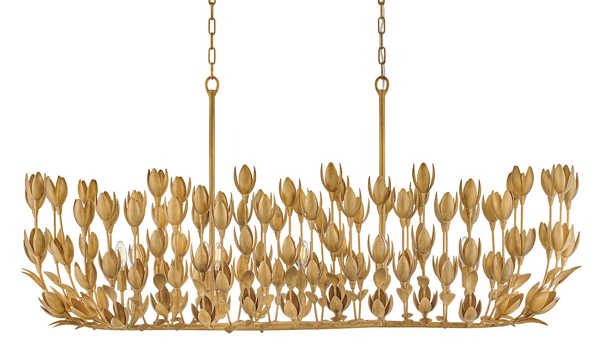 Flora Linear Chandelier - Burnished Gold