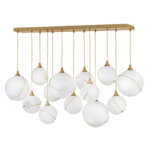 Skye 13 Light Linear Chandelier - Opal Glass