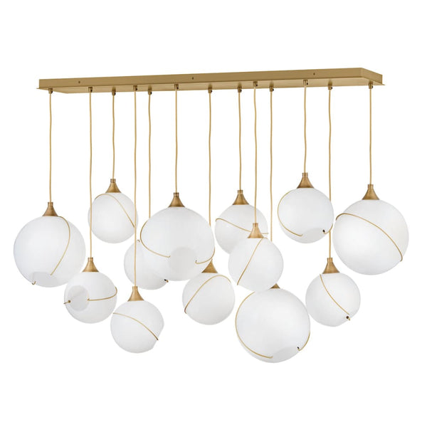 Skye 13 Light Linear Chandelier - Opal Glass