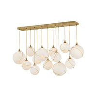 Skye 13 Light Linear Chandelier - Opal Glass