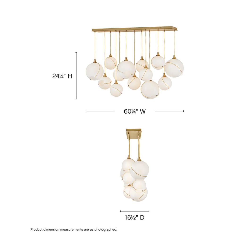 Skye 13 Light Linear Chandelier - Opal Glass