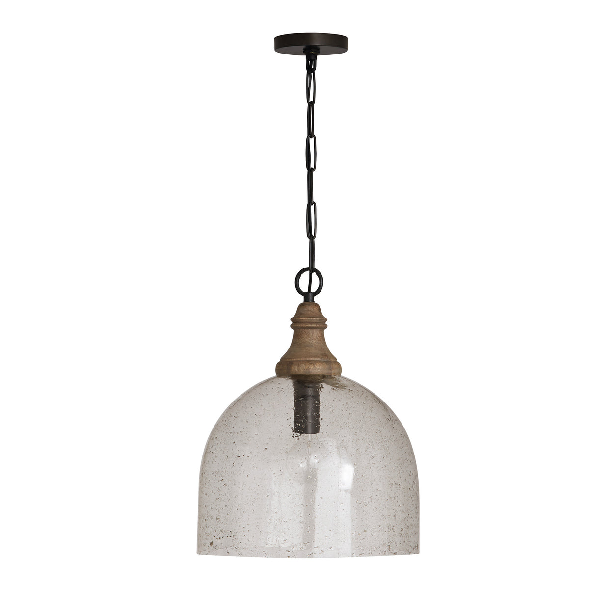 Inglewood 1 Light Pendant - Clear Seeded Glass