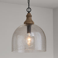 Inglewood 1 Light Pendant - Clear Seeded Glass