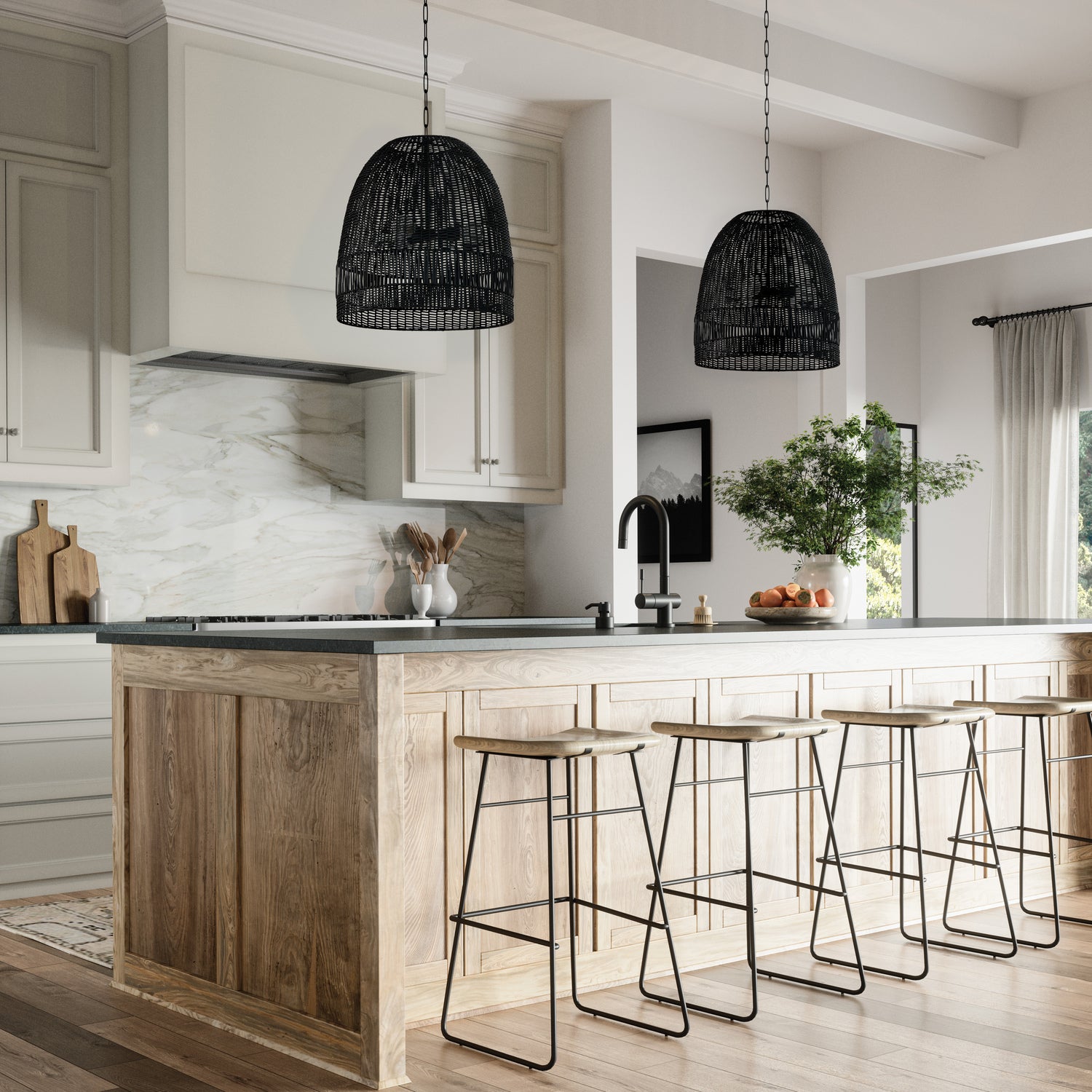 Naomi 3 Light Pendant - Large - Matte Black – Coastal Lighting