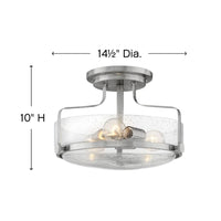 Harper 14.5" Semi-Flush Mount - Brushed Nickel - Clear Seedy Glass