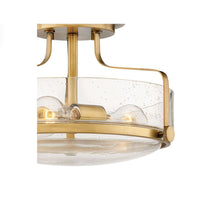 Harper 14.5" Semi-Flush Mount - Brass - Clear Seedy Glass