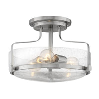 Harper 14.5" Semi-Flush Mount - Brushed Nickel - Clear Seedy Glass