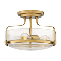 Harper 14.5" Semi-Flush Mount - Brass - Clear Seedy Glass