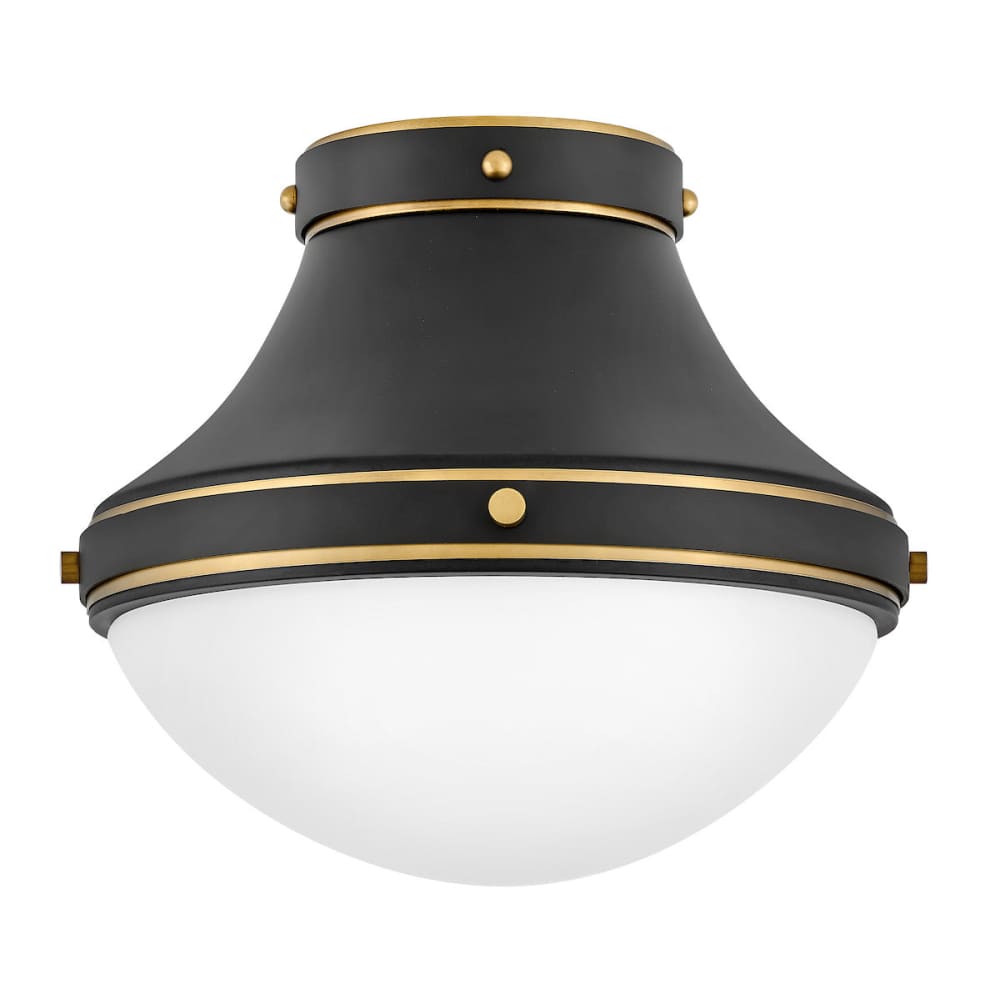 Oliver Flush Mount - Black with Brass Accents