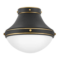 Oliver Flush Mount - Black with Brass Accents