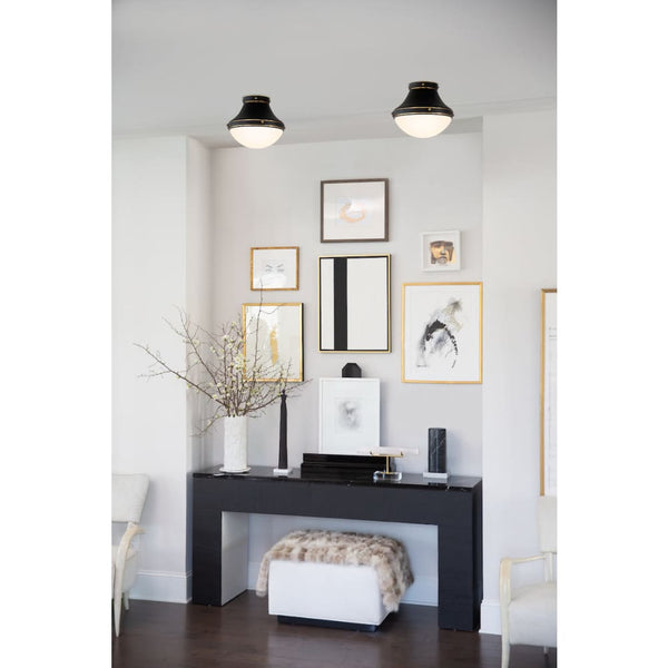 Oliver Flush Mount - Black with Brass Accents