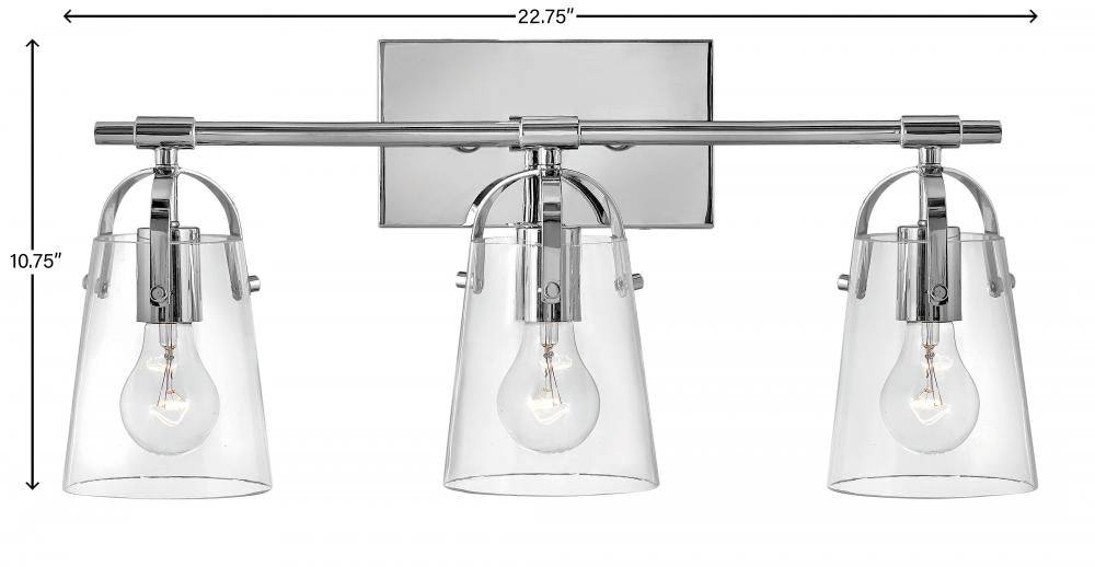 Foster 3 Light Vanity - Chrome