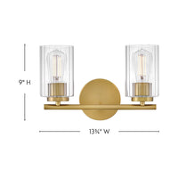 Leta 2 Light Vanity - Brass