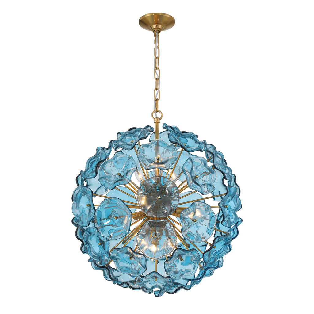 Esme Floral Glass Chandelier/Pendant - Blue