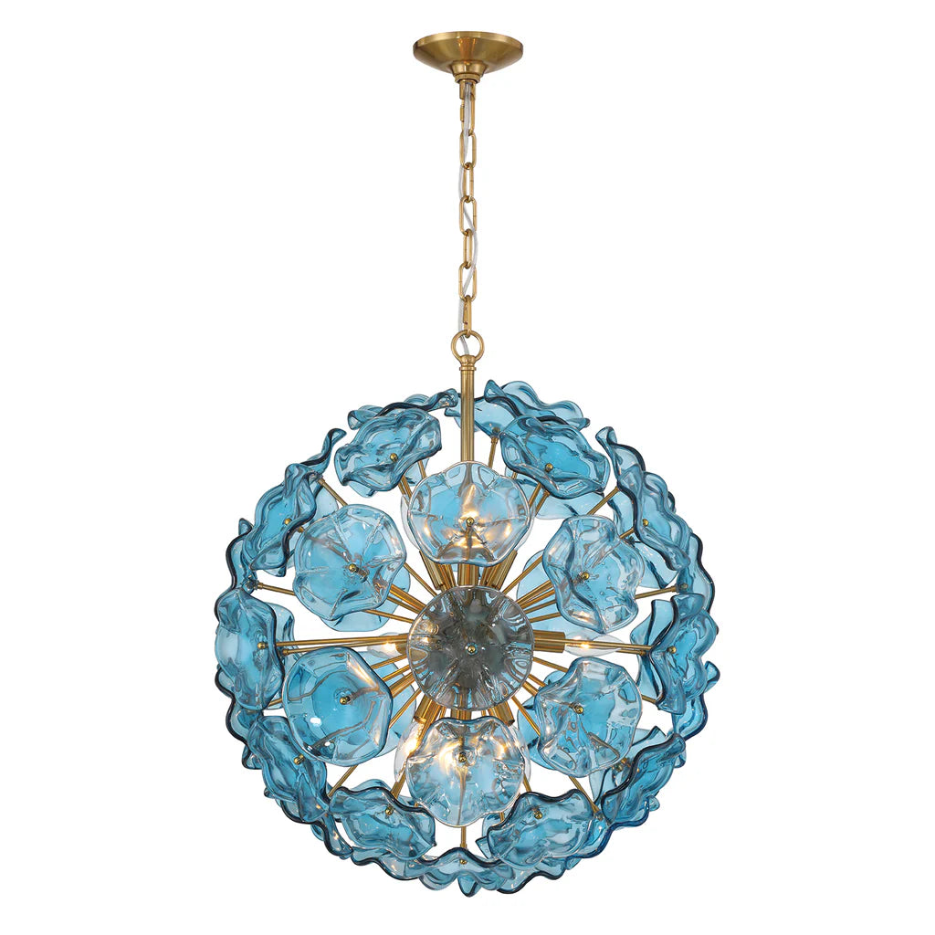 Esme Floral Glass Chandelier/Pendant - Blue
