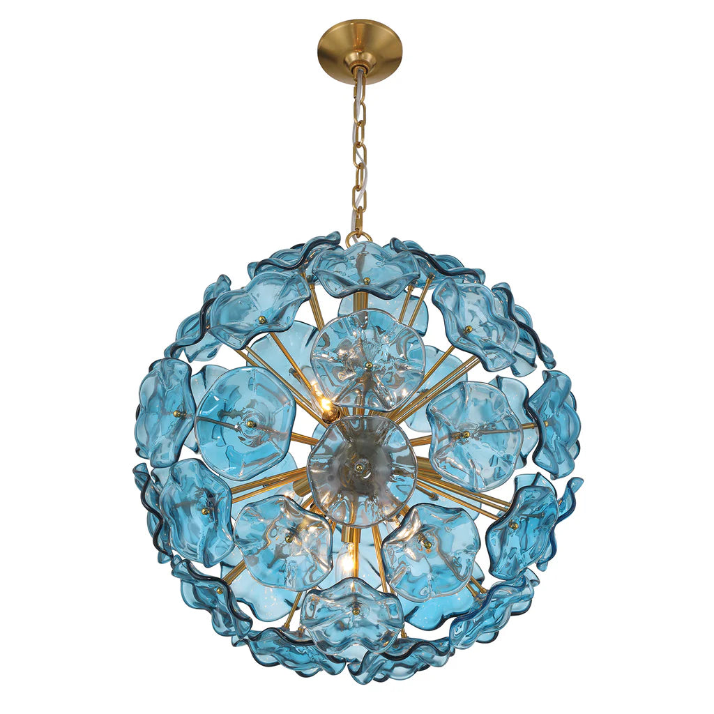 Esme Floral Glass Chandelier/Pendant - Blue