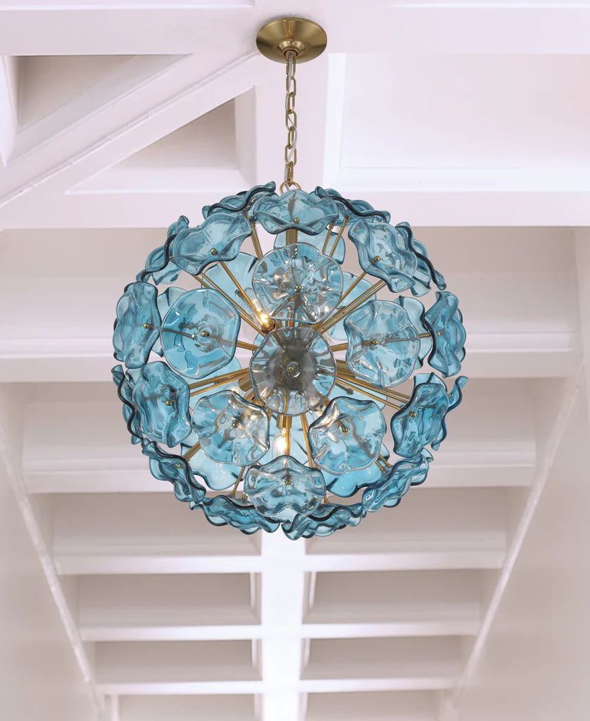 Esme Floral Glass Chandelier/Pendant - Blue
