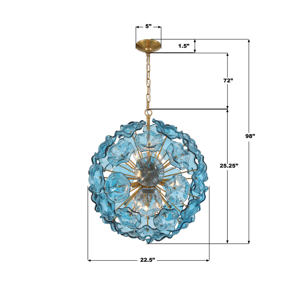 Esme Floral Glass Chandelier/Pendant - Blue