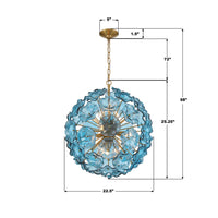 Esme Floral Glass Chandelier/Pendant - Blue