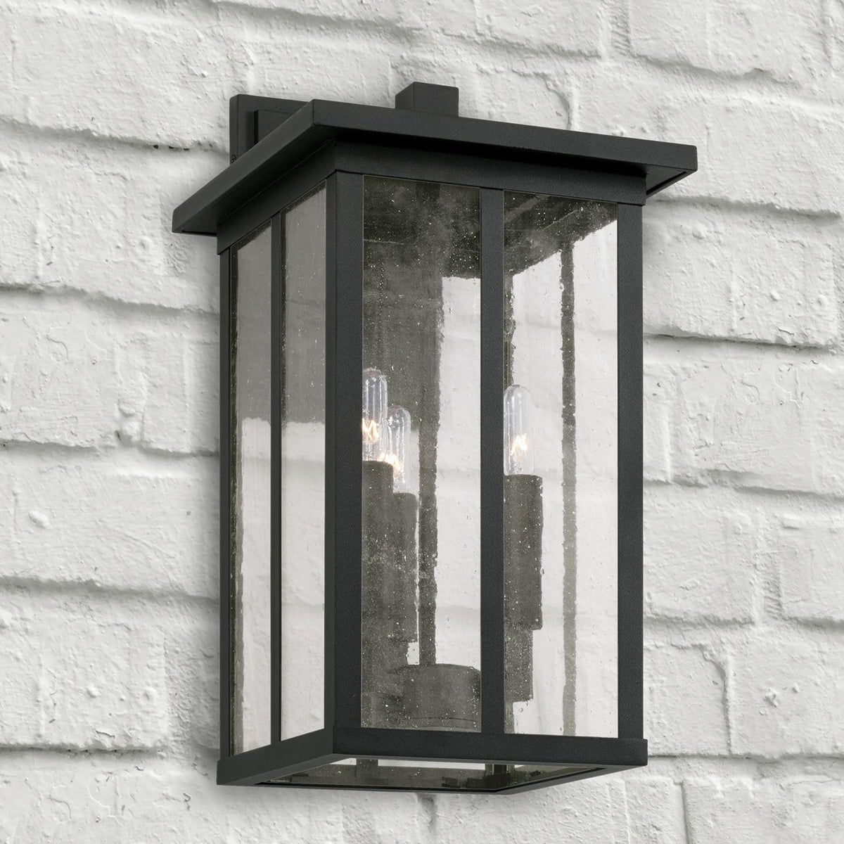 Capital Lighting Barrett 3 Light Outdoor Wall Lantern - Medium - Black 943832BK Coastal Lighting