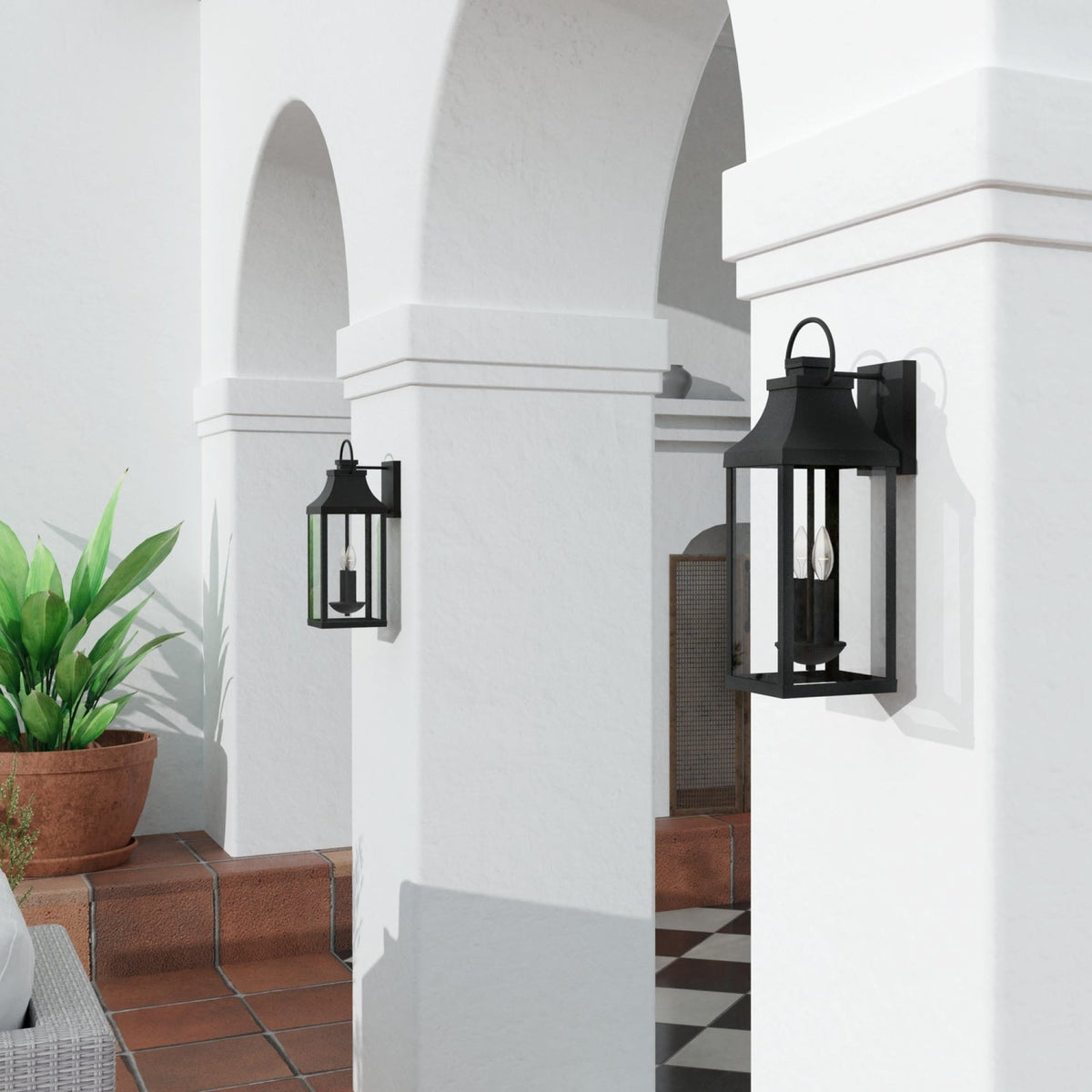 Capital Lighting Bradford 2 Light Wall Lantern - 20.75 Black 946421BK Coastal Lighting