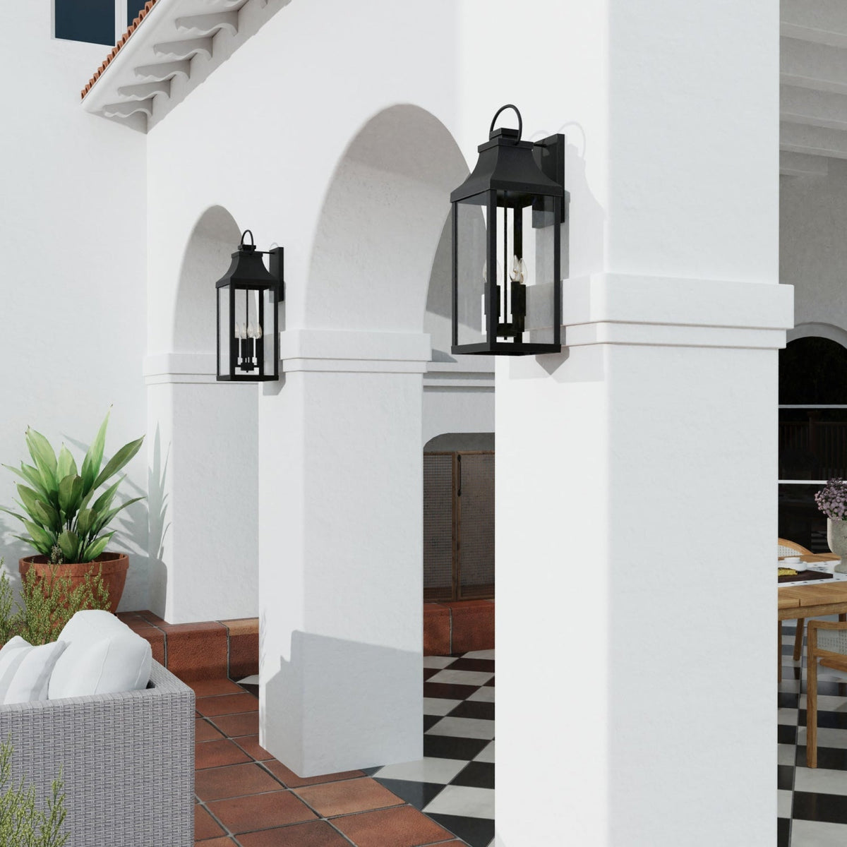 Capital Lighting Bradford 4 Light Wall Lantern - 27 Black 946441BK Coastal Lighting