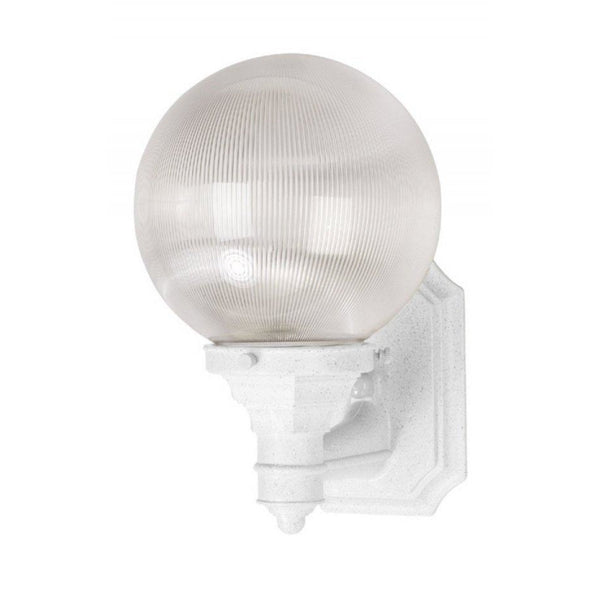 Wave Everstone Non-Corrosive Globe Wall Mount - Companion Size S27SC-WH Whitestone / Clear Prismatic Coastal Lighting