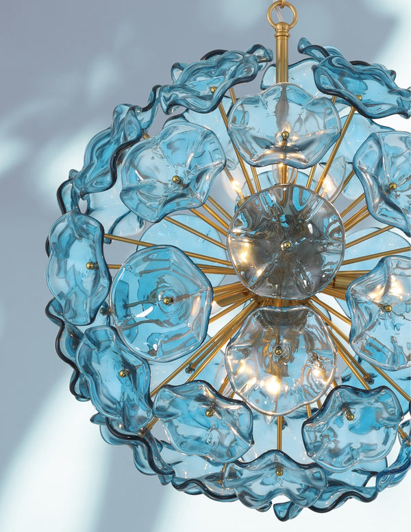 Esme Floral Glass Chandelier/Pendant - Blue