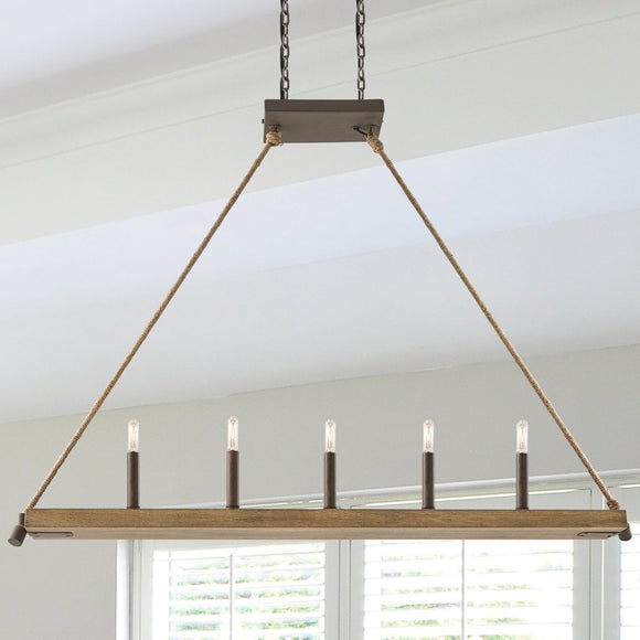 Capital Lighting Five Light Wood Island Chandelier 829651NG Coastal Lighting