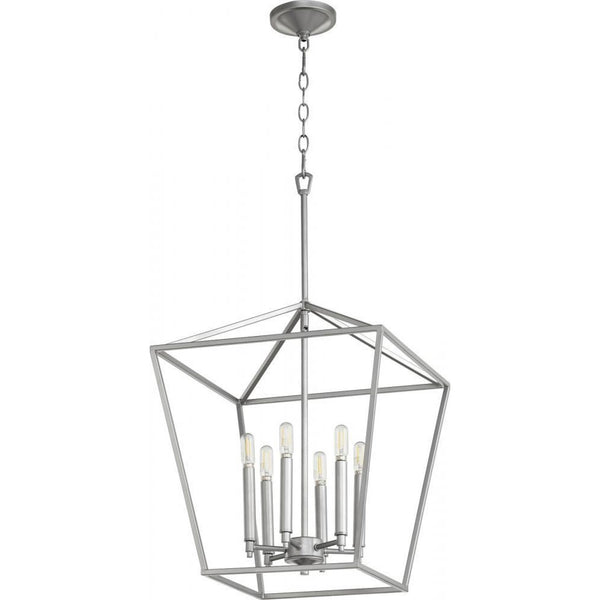 Quorum Gabriel 6 Light Entry Chandelier 604-6-64 Classic Nickel Coastal Lighting