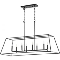 Quorum Gabriel 8 Light Linear Chandelier 654-8-69 Noir Coastal Lighting