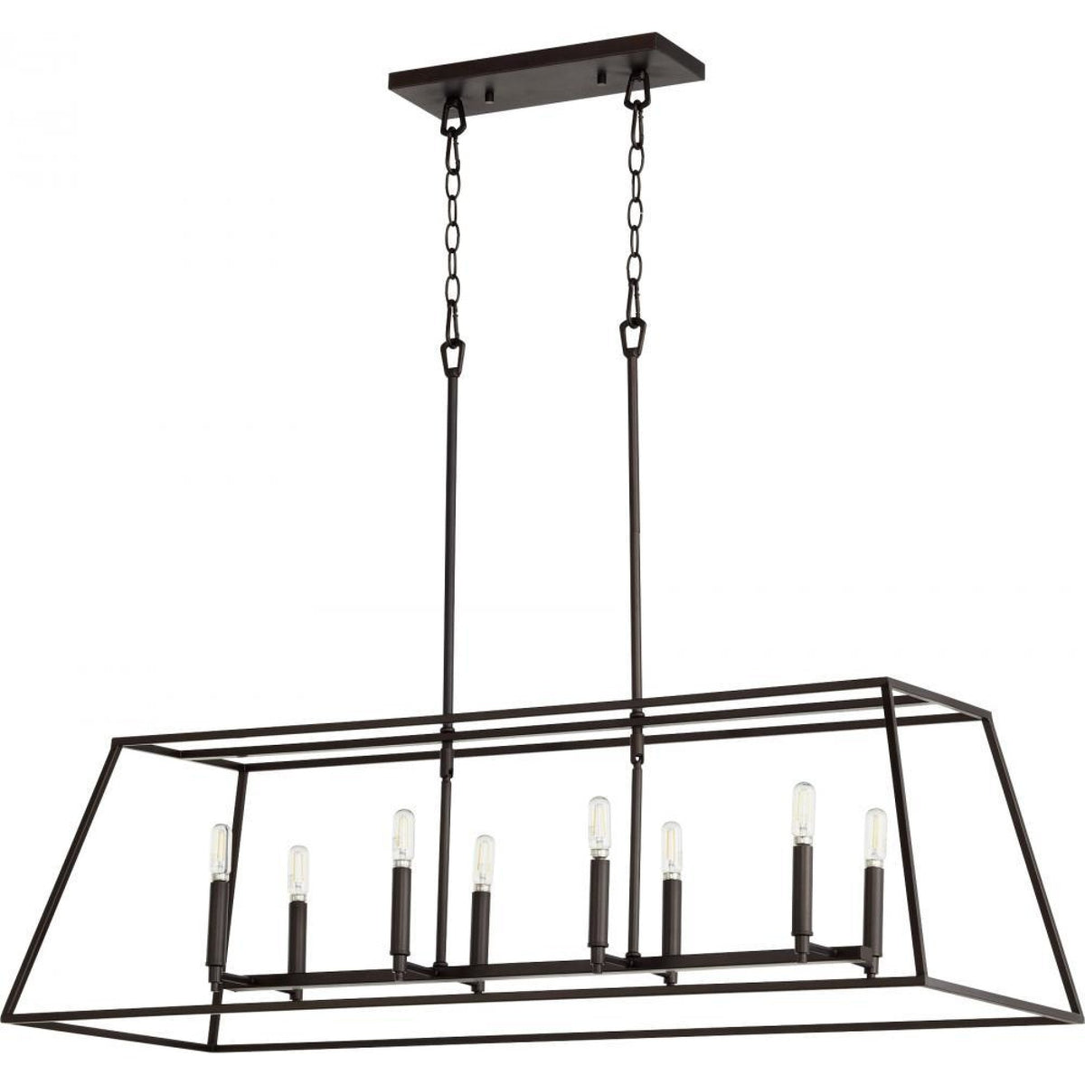 Quorum Gabriel 8 Light Linear Chandelier 654-8-86 Oiled Bronze Coastal Lighting