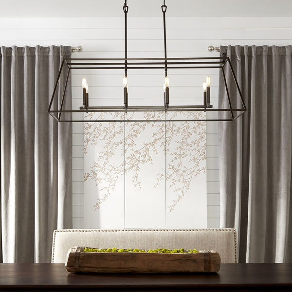 Quorum Gabriel 8 Light Linear Chandelier 654-8-69 Coastal Lighting