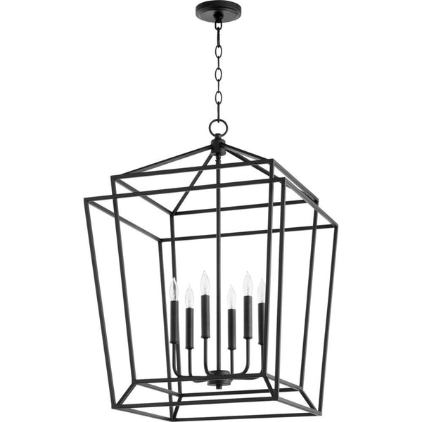 Quorum Monument 6 Light Entry Chandelier - Noir 8807-6-69 Coastal Lighting