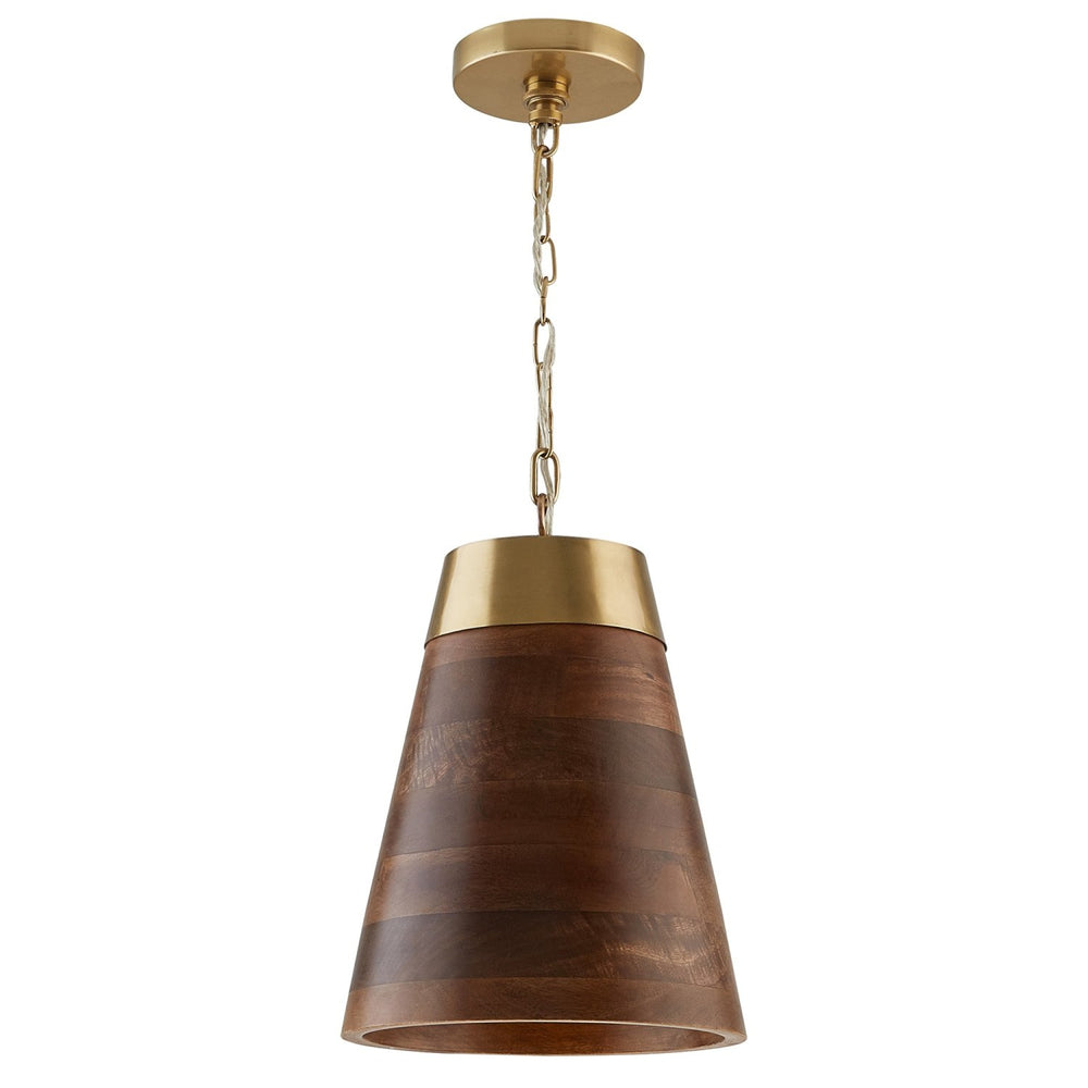 Capital Lighting 330314WR One Light Pendant Wood and Brass